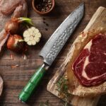 Chef Knife Layer Damascus Steel Hammering Kitchen Kives Knives Utility Knife Slicing Meat Cleaver Chopping Butcher Knife