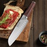 Stainless Steel 7 Inch Santoku Knife Sharp Pakka Wooden Handle Chef Cooking Knife Cut Meat Vegetablesable