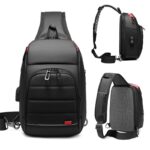 Multifunction Shoulder Bag Men Business Crossbody Bags USB Charging Design Chest Bag Waterproof Messenger Bag