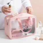 Red Cosmetic Bag Ins Large Capacity Portable Travel Toiletry Bag Transparent Waterproof Skin Care Storage Box