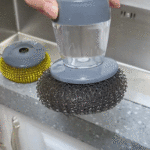 Kitchen Soap Dispensing Brush Easy Use Scrubber Wash Clean Tool Holder Soap Dispenser Brush Kitchen Cleaning Tool
