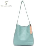 SC Casual Soft Cow Leather Hobo Bag For Women Natural Genuine Skin Bucket Shoulder Shopping Handbags Slouchy Simple Style Purse