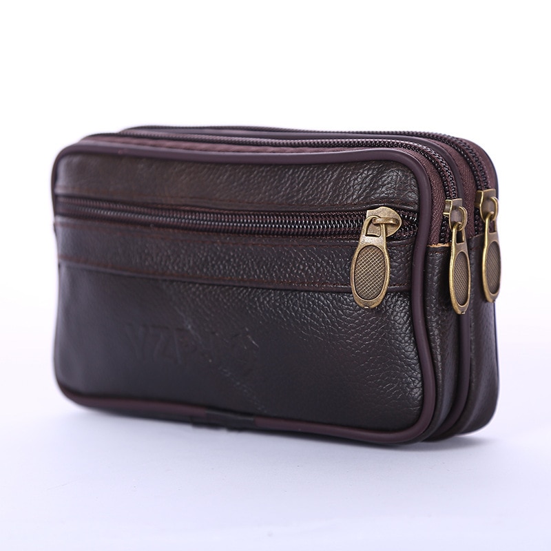 Vintage Men Cow Genuine Leather Wallets Small Money Purses Design Boy Coin Zipper Solid Colors Bag For Cash
