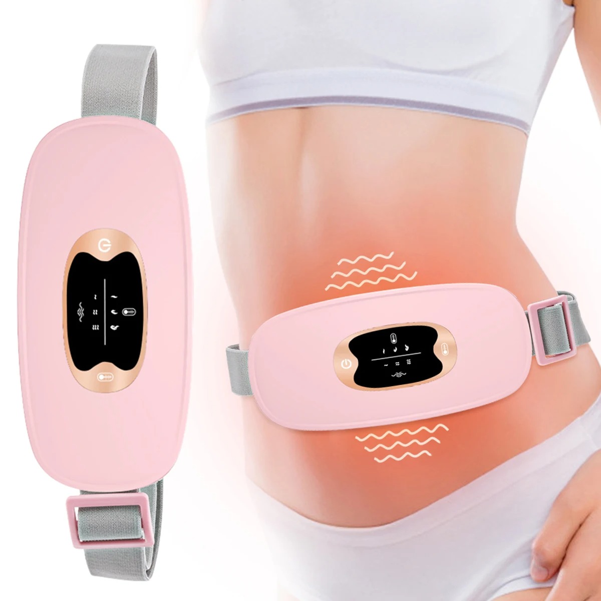 Electric Abdominal Belly Heating Pad Massage Menstrual Uterus Massager Relief Waist Stomachache Belt Pain Heating Warm Wome