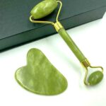 Natural Jade Roller Neck Anti Wrinkle Skin Scraper Facial Set Facial Stone Firming Face Anti-Aging Puffy Eyes Massager