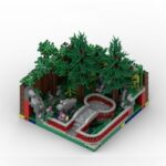 Complete zoo MOC Modular animal bricks set Street view model City scene buildings blocks kit DIY Amusement Park toy for kids