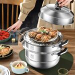 Steamer Pot Double Boilers Soup Pot Casserole 304 Stainless Steel Steamed Fish Steamed Bread Induction Cooker for Gas Hotpot Pan