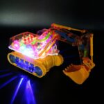 Same Electric Universal Transparent Mechanical Gear Excavator Colorful Light Music Engineering Car Model Toy Boy Gift