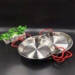 stainless steel Spanish paella pan seafood dish plate tray with handle Korean fried chicken dish Cheese cooker cooking pots