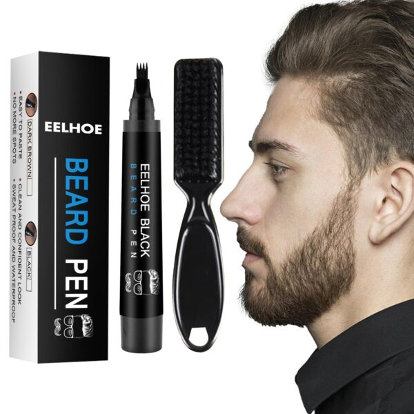 Beard Pencil Filler for Men Filling Pen Kit with Brush Male Mustache Repair Shape Tool Hair Pen Enhancer Long Lasting Coverage 1