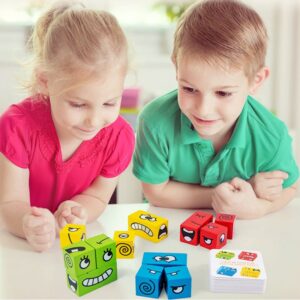 Cube Table Games Expression Puzzle Face Change Cube Building Blocks Toys Early Learning Educational Match Toy for Children Gift 3