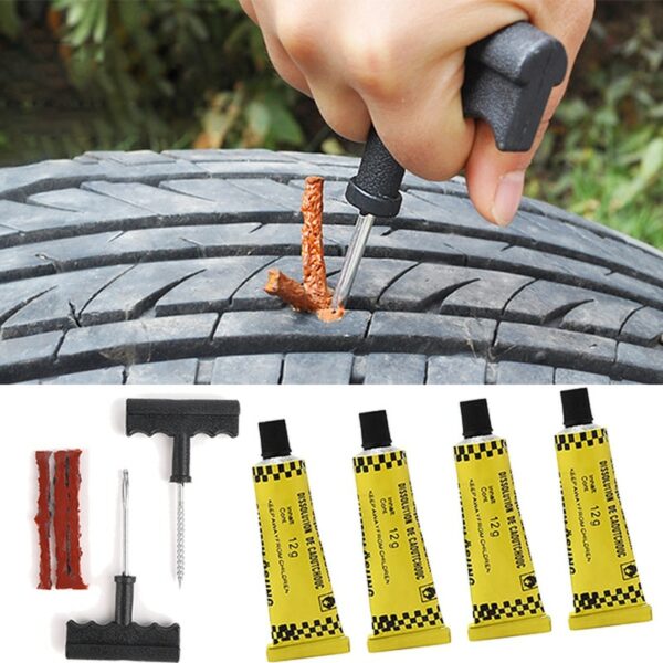 Car Tire Repair Tool Set with Glue Rubber Stripes Tools for Motorcycle Bicycle Tubeless Tyre Puncture Quick Repairing Kit 1