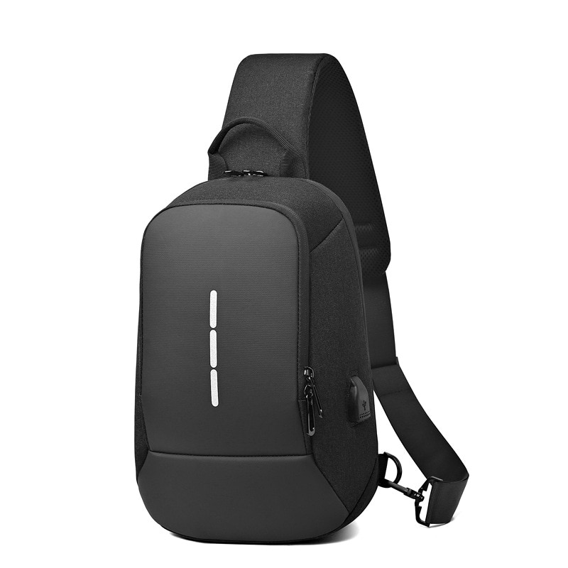 Men Waterproof USB Male Crossbody Bag Anti-Theft Short Travel Messenger Chest Sling Fashion Designer Chest Bag 6