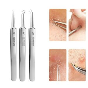Acne Needle Tweezers Blackhead Blemish Pimples Removal Pointed Bend Gib Head Face Care Tools Comedone Acne Extractor 1