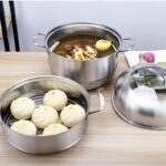 Stainless Steel Steam Basket Pot Thicken 3 Layer Boiler Steamer Pot Soup Pot Induction Cooker Gas Stove Metal Steamer Pan