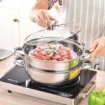Stainless Steel Steamer Pot Soup Pot Steamer Basket Double Boiler 3 Layers Pot Steamer Induction Cooker Metal Steamer Pan