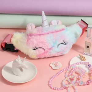 Fashion Girls Shoulder Belt Bags Children Kids Mini Waist Packs Unicorn Chest Phone Pouch Lovely Colorful Fur Waist Purse Pack