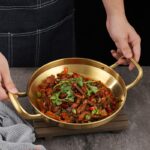 Stainless steel Spanish seafood cooker Korean fried chicken plate Golden Army hotpot Thickened double ear flat bottom dry pan