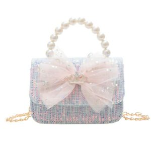 Kids Pearls Handbags Sequins Luxury Princess Dress Accessories Small Coin Purse Tote Girls Crossbody Chain Bags 1