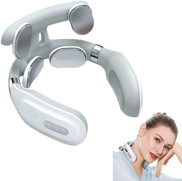 Cordless Portable Electric Neck Cervical Pulse Massager Relaxation Hot Compress Heads Muscle Pain Relief Health Care 1