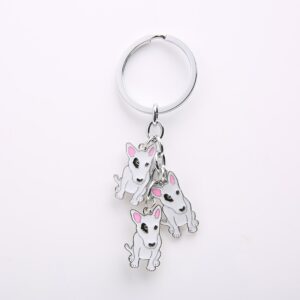 Cute Bull Terrier Dog Pendant Key Chain Female Bag Charm Metal Keychain Car Key Ring Holder Couple Gift Fashion Jewelry 1