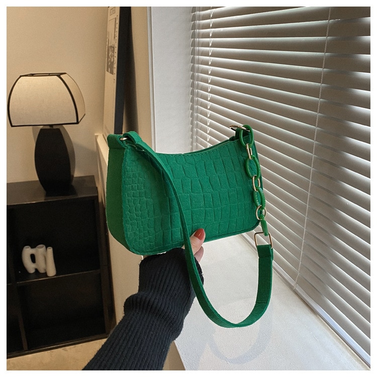 Fashion Felt Shoulder Bags for Women Women's Subaxillary Bag Design Advanced Texture Armpit Handbags Purses Crescent Saddle Bag 2