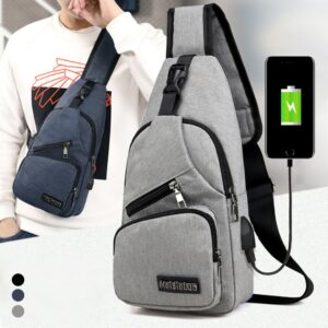 Male Shoulder Bags USB Charging Crossbody Bags Men Anti Theft Multifunction Chest Bag School Short Trip Messengers Bagpack 1