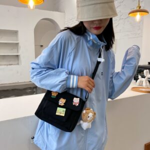Crossbody Bags Women Canvas Flap-bag Kawaii Harajuku All-match Students Casual Female Handbags Korean Ulzzang Daily Chic Fashion 1