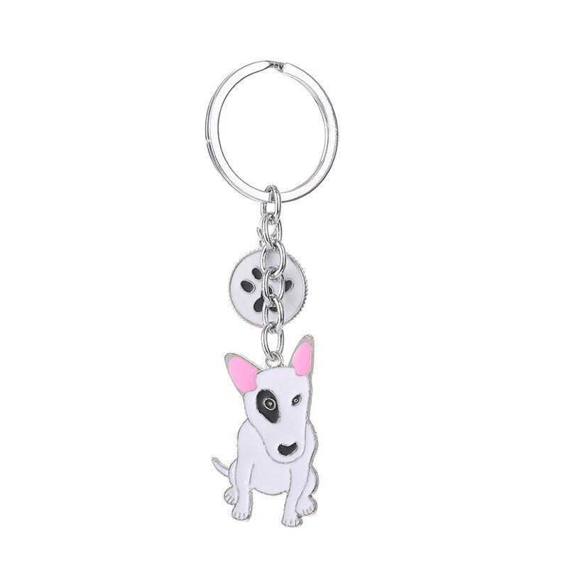 Cute Bull Terrier Dog Pendant Key Chain Female Bag Charm Metal Keychain Car Key Ring Holder Couple Gift Fashion Jewelry 4