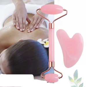 Face Roller Massage For Face Pink Gua Sha Skin Care Set Facial Scraping Plate Health Beauty Roller Scraper Tools