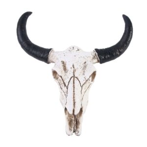 Resin Longhorn Cow Skull Head Wall Decorations Ornament 3D Animal Figurines Crafts Retro Bull Skull Crafts for Home Decoration 2