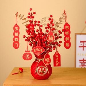 Decoration Christmas Artificial Flowers Fortune Fruit Plant Artificial Red Berry for Home Decor Wedding Supplies 1