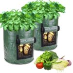 Gallon Potato Grow Bag with Flap and Handle PE Vegetable Thickened Growing Bag Vegetable Onion Plant Bag Outdoor Garden Pot