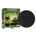 Round Fire Pit Mat Picnic Barbecue Heat Insulation Pad Reusable Heavy Duty Fireproof Mat for Patio Lawn Protection Black
