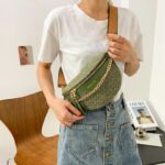 Women's Summer New Woven Bag Fashion Chest Bag Crossbody Bag Chain Fashion Small Waist Bag hot new