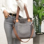 Women's Fashion Canvas Shoulder Bag Casual Retro Top-Handle Ladies Handbag Large Capacity Female Handheld Crossbody Travel Bag