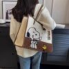 Cute Large Capacity Canvas Bag Kawaii Cartoon Character Snoopy Casual Printed Handbag Versatile Storage Bag Girl Birthday Gift