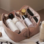 Makeup Bag Leather Cosmetic Bag Women Fashion Toiletry Kit Bags Makeup Storage Pouch Travel Cosmetic Bag For Makeup