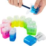 Sharpeners Small Manual Double Hole Pencil with Lid Sharpener Bulk Cute 4 Color for Kids School Home Office Supplies 1