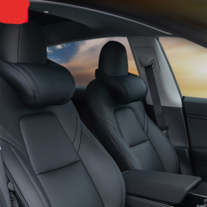 Seat Headrest Travel Rest Neck Pillow PU Leather Neck Pillow Memory Foam Pillows For Tesla Model 3/Y/X/S Car Accessories