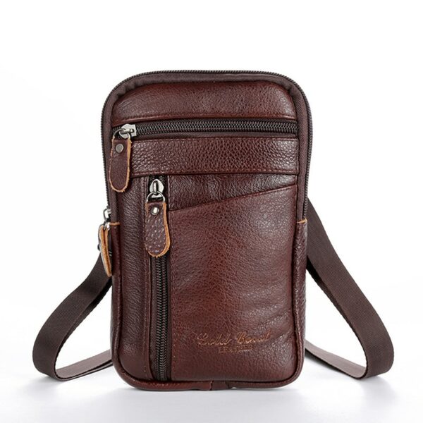 Men's Genuine Leather Waist Packs Bolsas Phone Pouch Bags Men Handbag Bag Small Chest Shoulder Belt Bag Crossbody Leather Bags 1