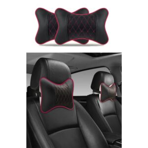 Universal Car Neck Pillows Both Side Pu Leather Pack Headrest for Head Pain Relief Filled Fiber Car Pillow Neck Pillow for Car 1