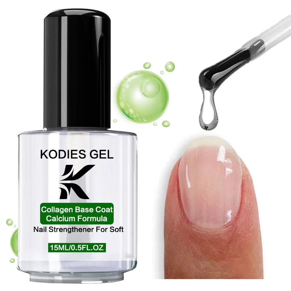 GEL Collagen Base Coat Calcium Formula Nail Strengthener Fast Dry Base Oil Nail Hardener for Repair Manicure Care