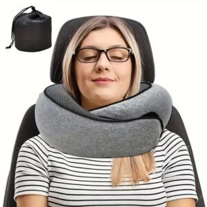 Travel Neck Pillow Premium Memory Foam Neck Pillow for Comfort on Airplane 360º Ergonomic Design with Washable Modal Cover