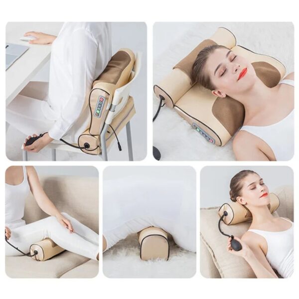 Neck Massage Pillow Electrical Cervical Traction Massager Wormwood Hot Compress Relief Back Shoulder Pain Body Health