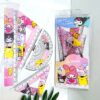 Cartoon Student Ruler 4 Piece Set Kawaii My Melody Kuromi Triangular Plate Protractor Measuring Ruler Stationery Set
