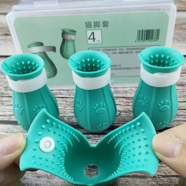 Cat Shoes Cat Claw Protector Bath Anti-scratch Shoes Adjustable Pet Bath Wash Boots Cats Paw Nail Cover Pet Grooming