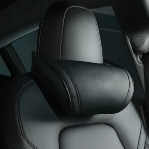 Seat Headrest Travel Rest Neck Pillow PU Leather Neck Pillow Memory Foam Pillows For Tesla Model Car Accessories
