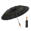 Business Fully Automatic Folding Umbrella Men and Women, Windproof  Bone, Wooden Handle, Waterproof Sunshade Rain