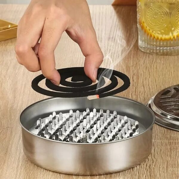 Stainless Steel Mosquito Repellent Incense Box Ash Tray Portable Mosquito Repellent With Cover